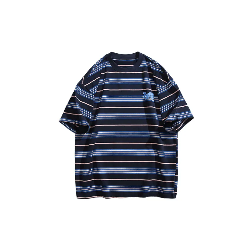 Retro Striped Cotton Blended Fabric T Shirt Unisex-6