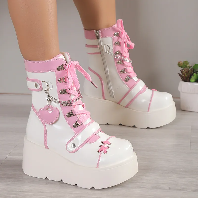Contrast Color Cute Martin Boot-5