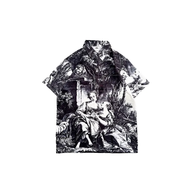 Trendy Cartoon Print Beach Shirt