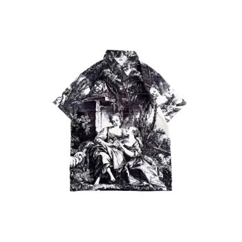 Trendy Cartoon Print Beach Shirt