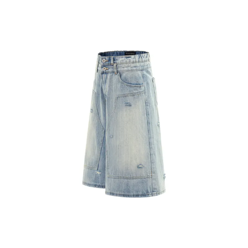 Trendy Washed Denim Shorts-1