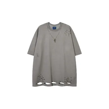 Fashionable Ripped 100% Cotton T Shirt