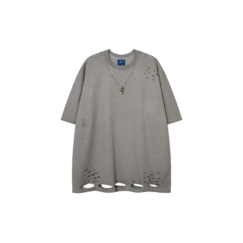 Fashionable Ripped 100% Cotton T Shirt-2