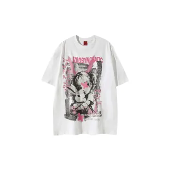 Street Distress Cotton Blended Fabric T Shirt