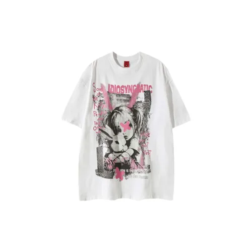 Street Distress Cotton Blended Fabric T Shirt