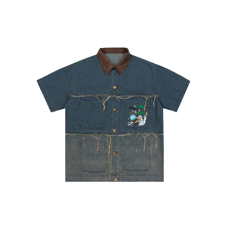 Retro Fringe Denim Shirt-0