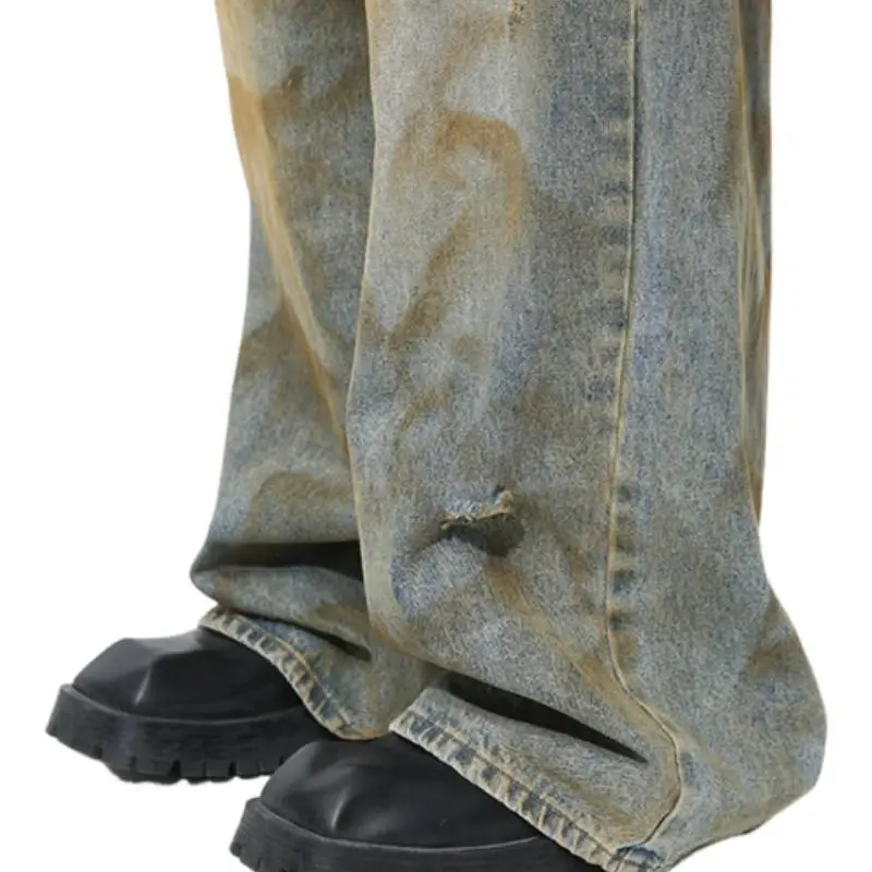 Retro Washed Niche Design Jeans-4