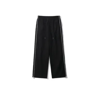 Side Stripe Zipper Straight Loose Pants