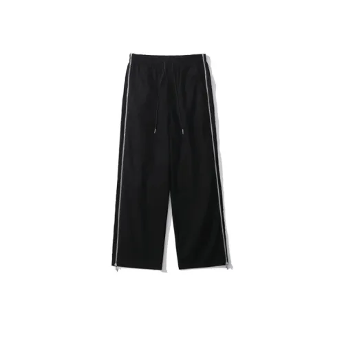 Side Stripe Zipper Straight Loose Pants