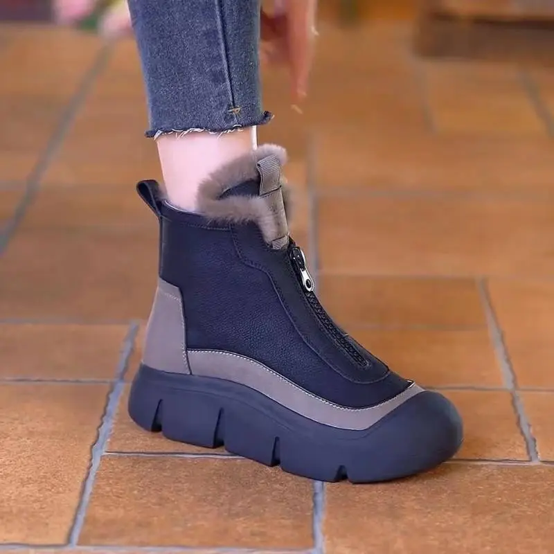 Simple Lightweight Zipper Outdoor Boots-2