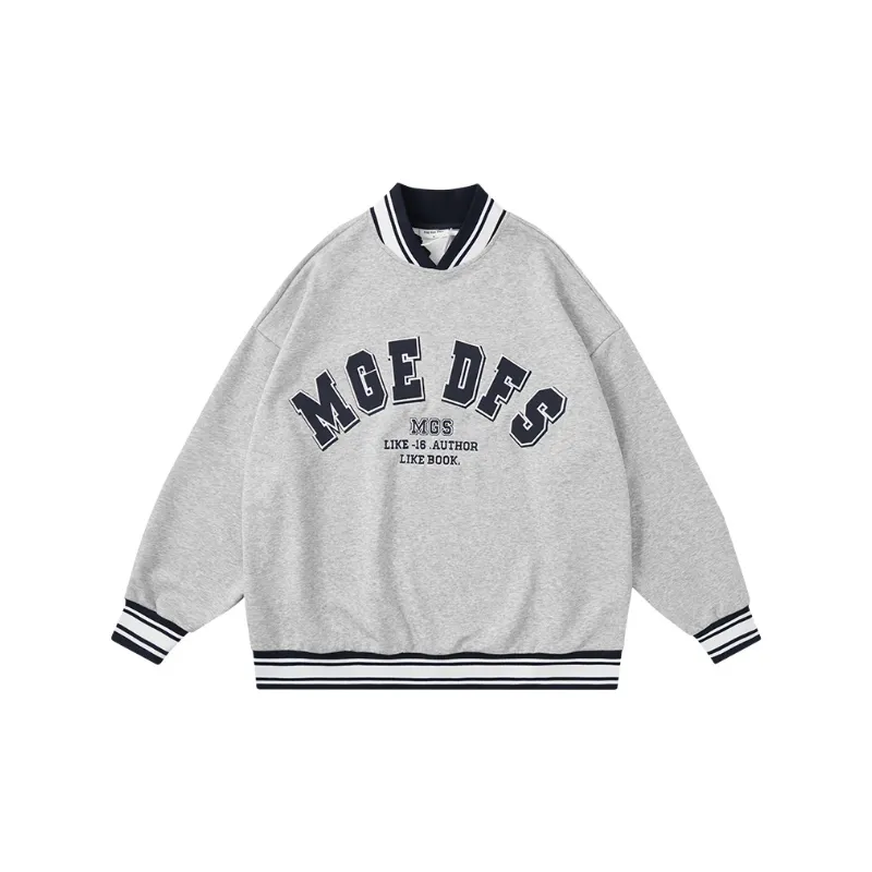 New Season Retro College Style Printed Casual Top Hoodie-0