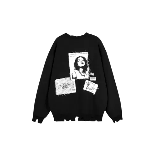 American Style Retro BF Style Tape Figure Crewneck Sweat Lazy Style Fashionable Distinctive Long Sleeve Top