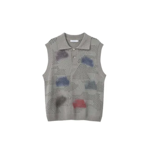 Graffiti Lapel Sleeveless Sweater Vest