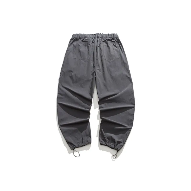 Solid Color Letter Printed Casual Retro Foot Drawstring Pants-5