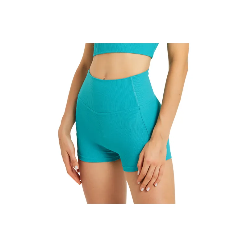 Sexy Fashionable Rib Knit Sports Shorts Women-2