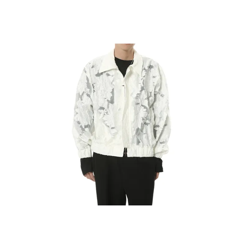New Arrival Loose Short Sleeved Niche Semi Transparent Embroidered Jacket-1