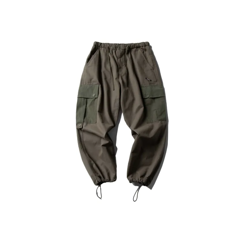 Contrast Color Drawstring Cargo Pants-2