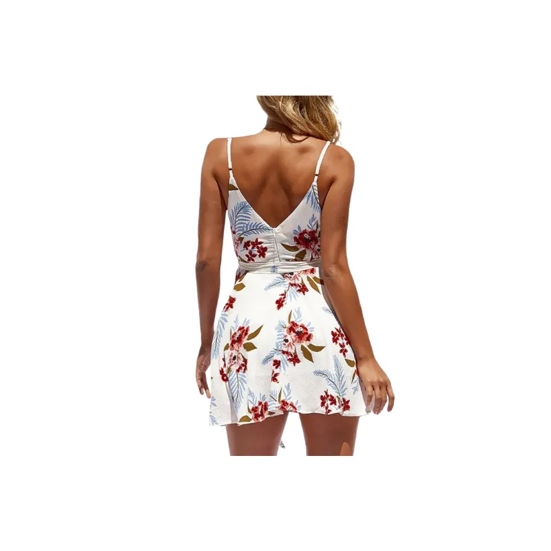 Sexy Lace Up Cotton Slip Dress Women-3