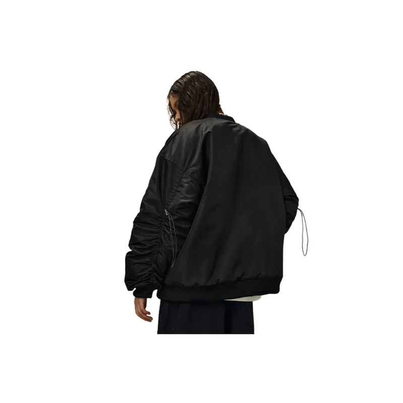 Retro Bomber Drawstring Oversize Jacket-5