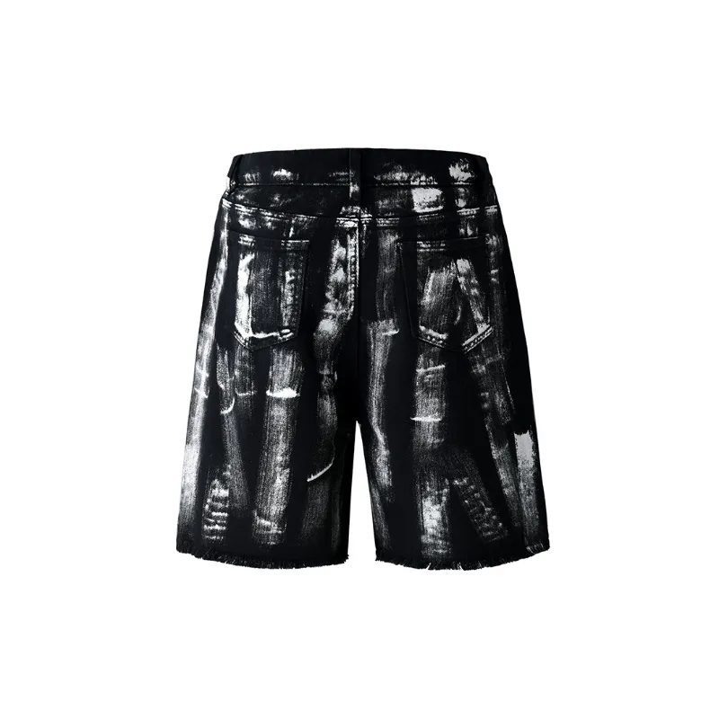 Hip Hop Trendy Graffiti Print Shorts-1