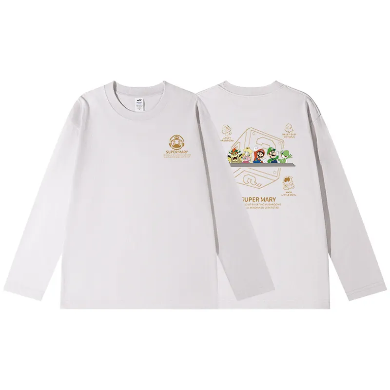 Casual Long Sleeve Combed Cotton T Shirt-5