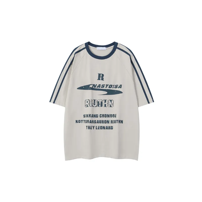 Retro Casual Loose Cotton Blended Fabric T Shirt-0