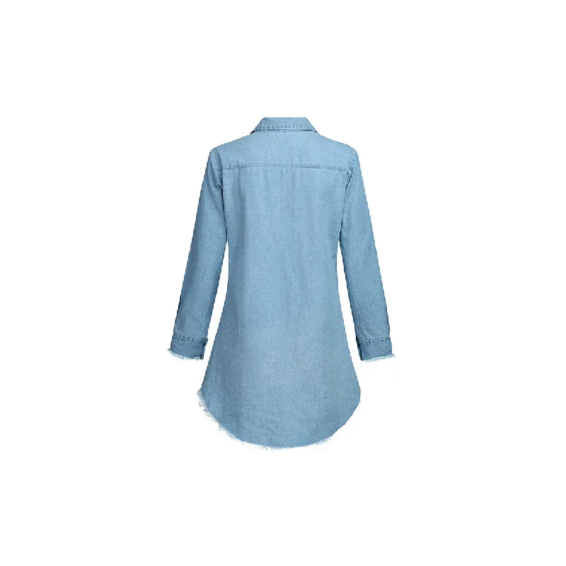Fashionable Loose Denim Shirt Women-6