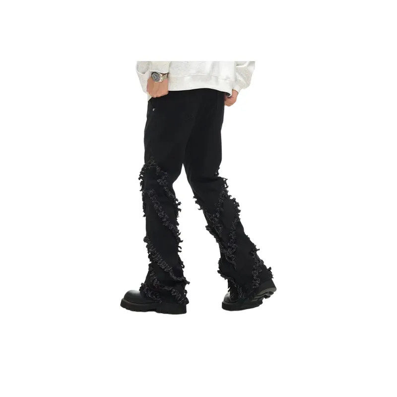 New Deconstructed Fur Edge Niche Design Jeans-3
