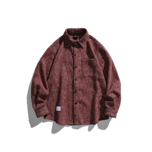 Japanese Style Retro Tweed Long sleeved Chanel Style Shirt Men's Autumn 2024 New High end Feeling Shirt Jacket