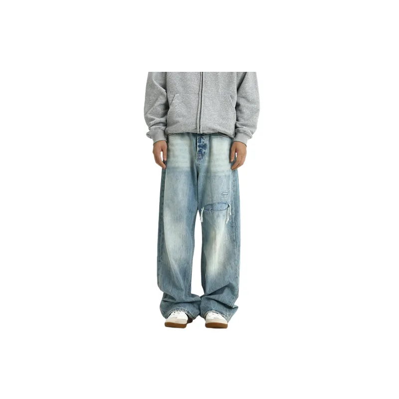 Retro Washed Straight Leg Jeans-0