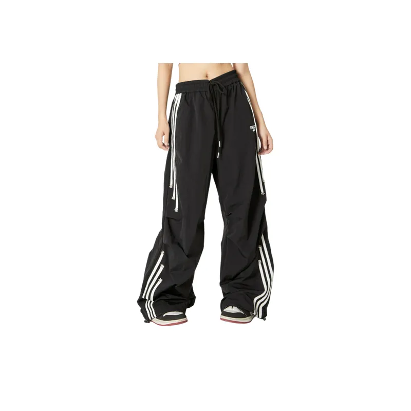 Side Stripe Splicing Wide Legged Casual Pants-8