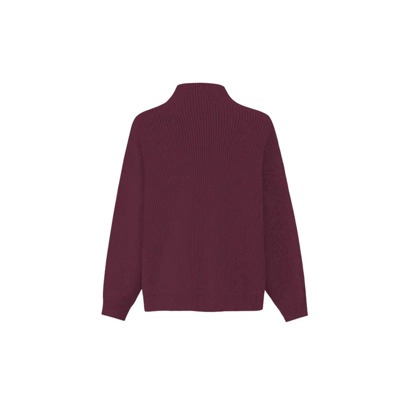 Simple Plain Blended Synthetic Fabrics Sweater-3