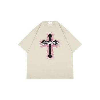 Vintage Cross Printed Short sleeved T shirt