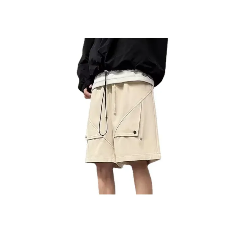 Retro Casual Shorts with Splicing-3
