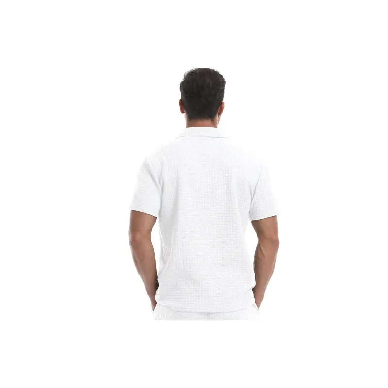Sporty Plain Blended Synthetic Fabrics Polo Man-7