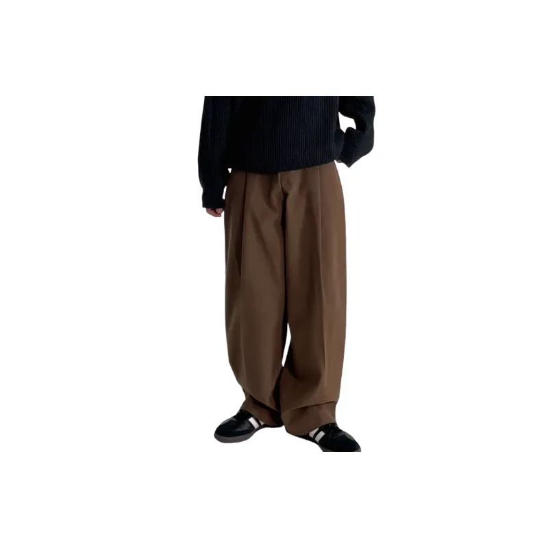 Simple Loose Cotton Suit Trousers-2