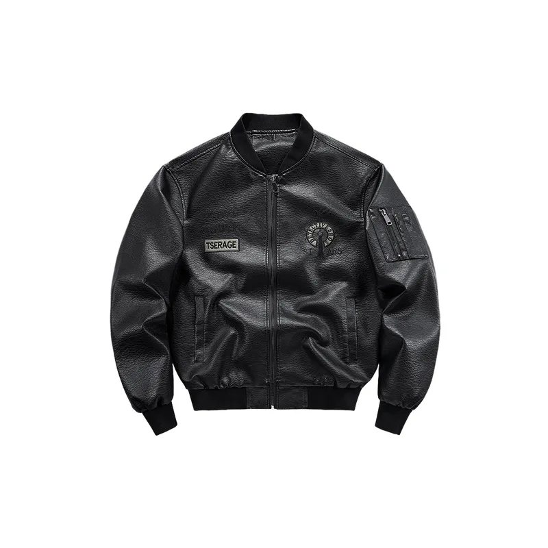 Retro Loose Artificial Leather Jacket-0