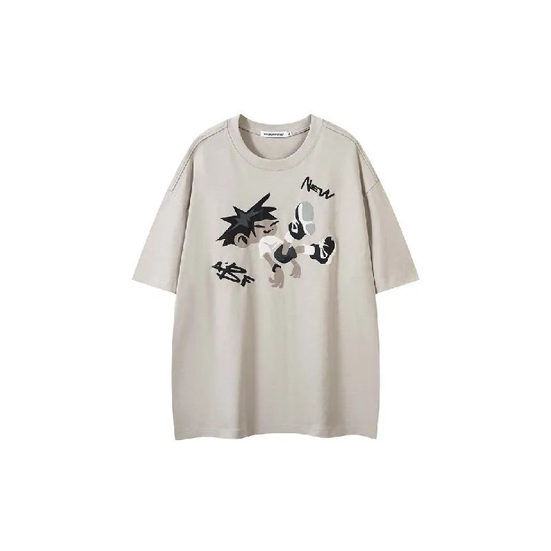 Trendy Print Cotton Blended Fabric T Shirt-0
