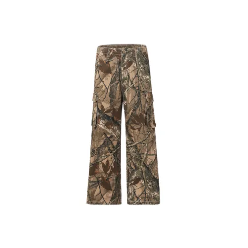 Casual Camo Cotton Blended Fabric Cargo Pants