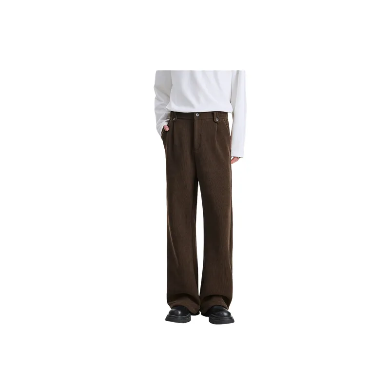 Loose Simple Blended Synthetic Fabrics Casual Pants-0