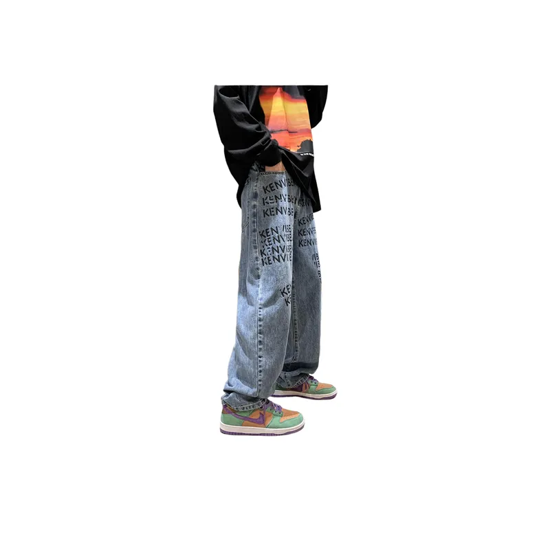 Trendy Letter Print Jeans-0