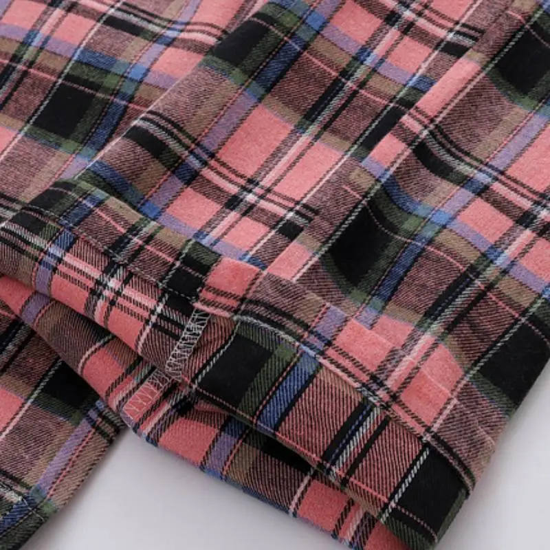 Simple Plaid Cotton Casual Pants-3