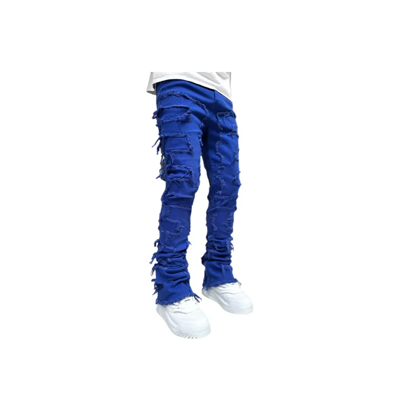 Stretch Patch Denim Straight Pants-15