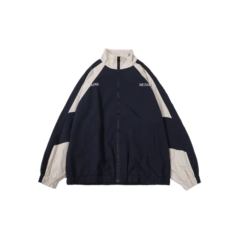 New Style Retro Contrast Color Stitching Collar Trendy Brand Jacket-9
