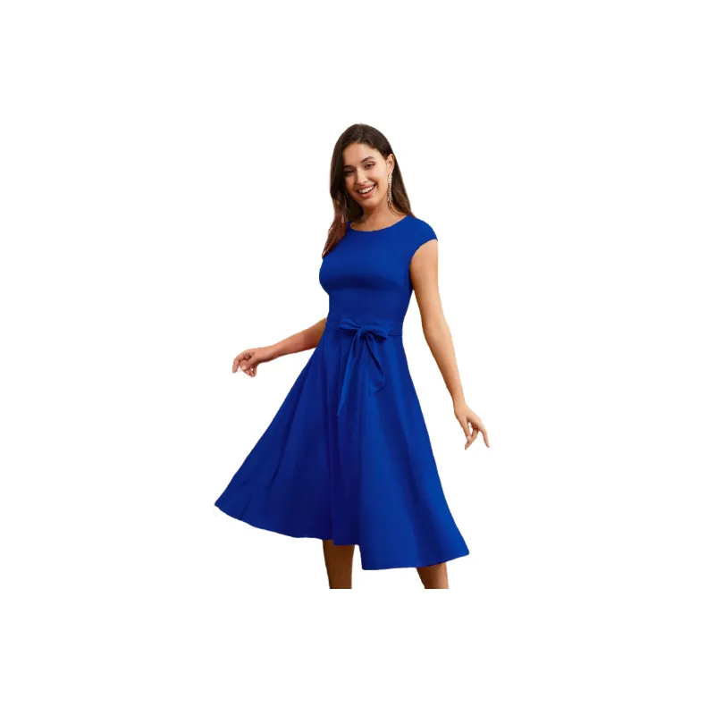 Fashionable Plain Polyester Dress Women-0