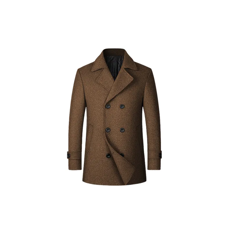 Fashionable Plain Woolen Fabric Coat-5