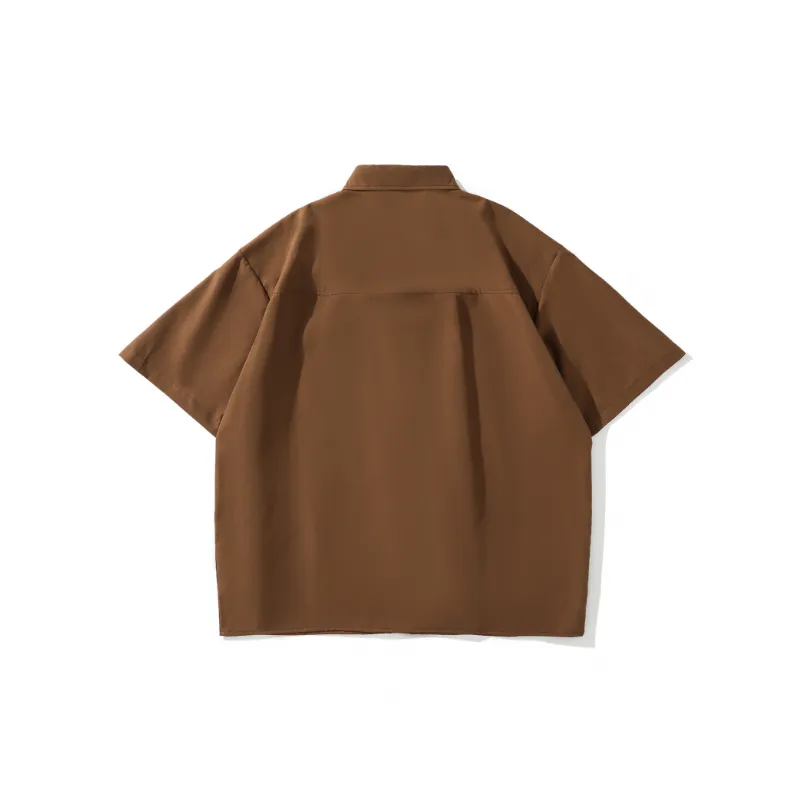 Retro Splicing Short Sleeved Shirt-6