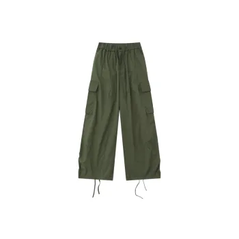 Multi Pocket Solid Color Wide Leg Tooling Pants