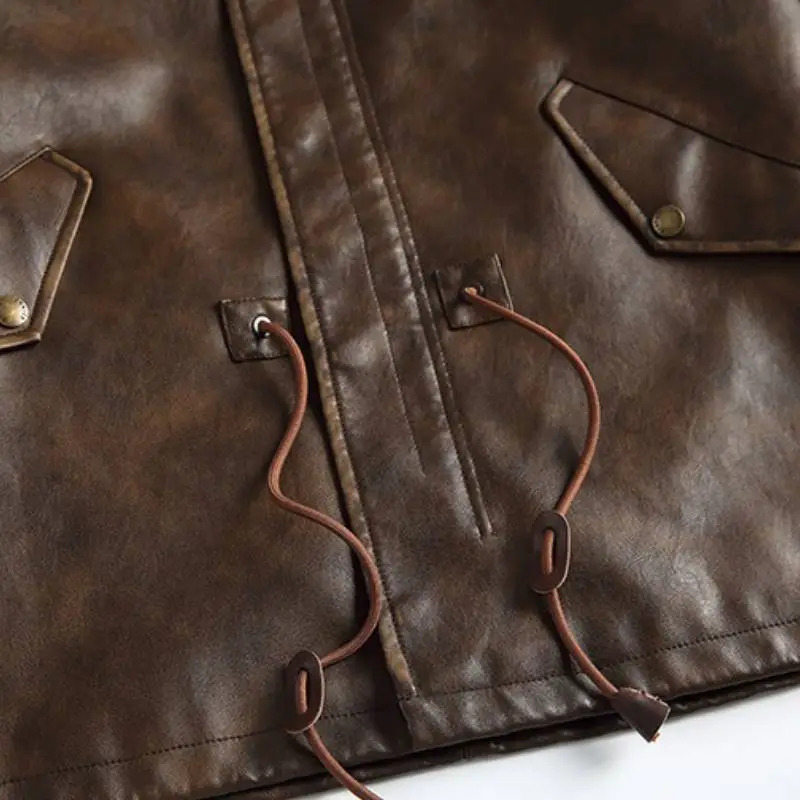 Fashionable Washed Leather Jacket-3