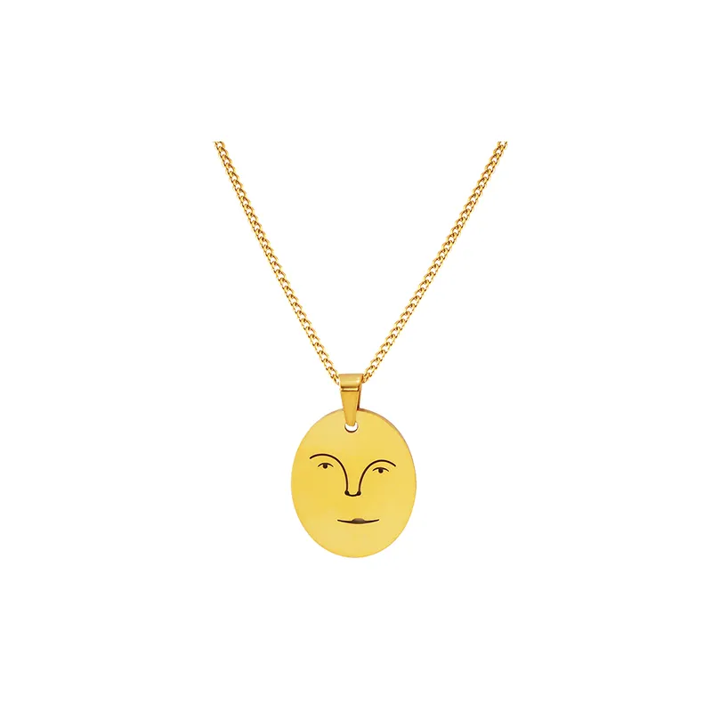 Personality Smiley Face Pendant Necklace-0